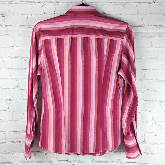 Thomas Pink Striped Pink Button-Down Blouse 12 - Picture 6 of 6
